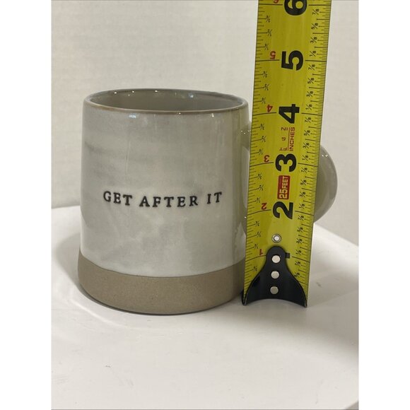 Hearth & Hand Magnolia Stoneware "Get After It" Coffee Cup Mug Bottom Raw Finish - Picture 15 of 16